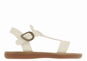 Kids' Ancient Greek Sandals Little Amber Soft Flat Sandals White | PUI6016FA