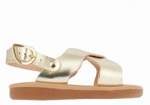 Kids' Ancient Greek Sandals Little Atokos Soft Casual Sandals Gold White | ZOT2914TL