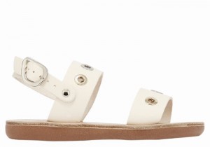 Kids' Ancient Greek Sandals Little Clio Eyelets Soft Casual Sandals White | HHJ9012VP