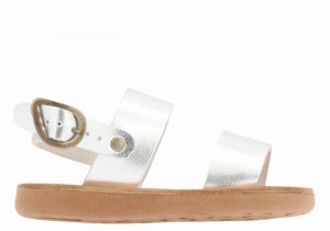 Kids' Ancient Greek Sandals Little Clio Soft Casual Sandals Silver | NMX7742FX