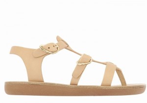 Kids' Ancient Greek Sandals Little Grace Kelly Soft Flat Sandals Beige | PZD1626TZ