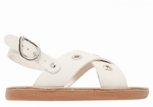 Kids' Ancient Greek Sandals Little Maria Eyelets Soft Casual Sandals White | KTR2129BJ