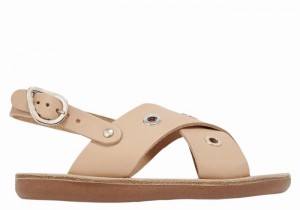 Kids' Ancient Greek Sandals Little Maria Eyelets Soft Casual Sandals Beige | OEF5371CM