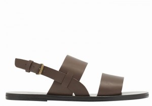 Men Ancient Greek Sandals Irodotos Leather Casual Sandals Chocolate | EWJ271XJ