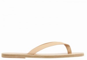 Men Ancient Greek Sandals Solon Leather Flip Flops Beige | RGH2397HC