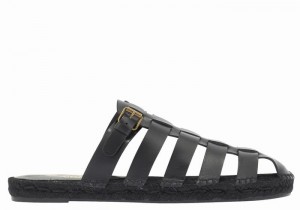 Men Ancient Greek Sandals Thasos 210 Fisherman Sandals Black | ZUG10037LO