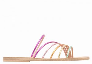 Women Ancient Greek Sandals Adriani Slide Sandals Gold Purple | IHT444PH