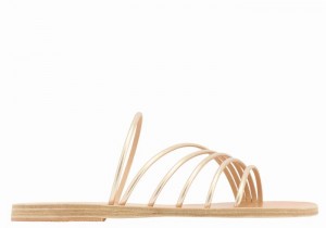 Women Ancient Greek Sandals Adriani Slide Sandals Gold White | XNA742YC