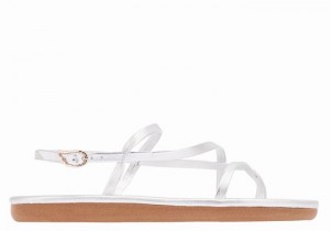 Women Ancient Greek Sandals Alethea Back-Strap Sandals Silver | XQF9191SJ