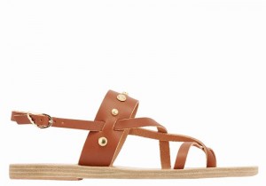 Women Ancient Greek Sandals Alethea Bee Back-Strap Sandals Dark Brown | XQJ3476TV