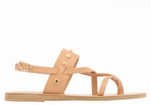 Women Ancient Greek Sandals Alethea Bee Back-Strap Sandals Beige | DKC5592VG