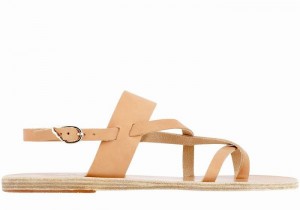 Women Ancient Greek Sandals Alethea Leather Back-Strap Sandals Beige | XPZ163NR