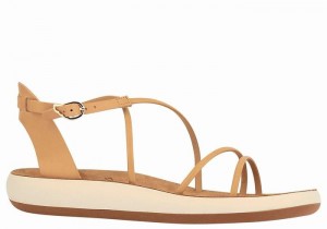 Women Ancient Greek Sandals Anastasia Comfort Ankle Strap Sandals Beige | UTI5929ZC