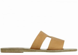 Women Ancient Greek Sandals Apteros Slide Sandals Beige | EYV9880TN