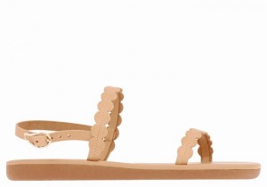 Women Ancient Greek Sandals Aroula Back-Strap Sandals Beige | GRK2189LU