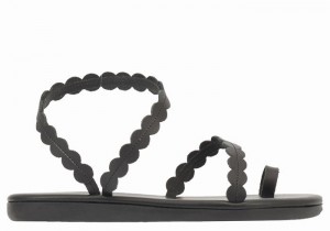 Women Ancient Greek Sandals Aura Toe-Post Sandals Black | FSK634AM