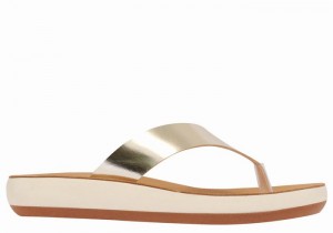 Women Ancient Greek Sandals Charys Comfort Flip Flops Gold White | HHK8619ML