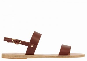 Women Ancient Greek Sandals Clio Back-Strap Sandals Coffee | UUA5991OC