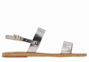 Women Ancient Greek Sandals Clio Back-Strap Sandals Silver | LKH7096VP