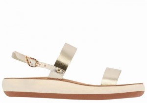 Women Ancient Greek Sandals Clio Comfort Casual Sandals Gold White | DGY1774ID