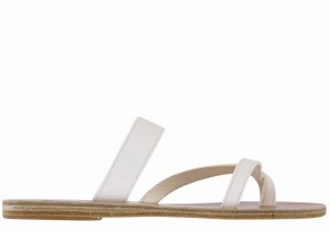 Women Ancient Greek Sandals Daphnae Leather Slide Sandals White | UKF5131NA