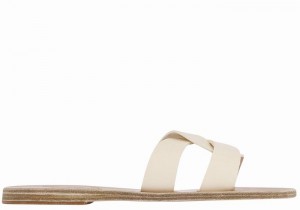 Women Ancient Greek Sandals Desmos Slide Sandals White | TSD6760UG