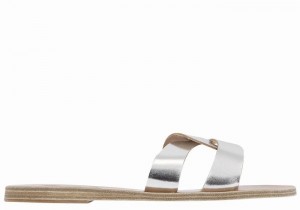 Women Ancient Greek Sandals Desmos Slide Sandals Silver | XLD9794HE