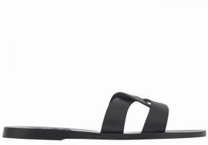 Women Ancient Greek Sandals Desmos Slide Sandals Black | RML1762PT