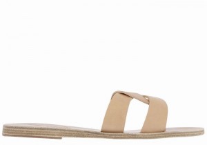 Women Ancient Greek Sandals Desmos Slide Sandals Beige | KJJ7330II