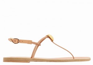 Women Ancient Greek Sandals Dimitra Flip Flop Back-Strap Sandals Beige | MPV9562RB