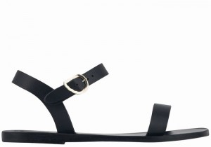 Women Ancient Greek Sandals Drama New Leather Casual Sandals Black | GEJ3743RS