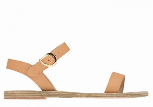 Women Ancient Greek Sandals Drama New Leather Casual Sandals Beige | CJJ1997XC