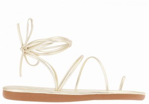 Women Ancient Greek Sandals Du Toe-Post Sandals Gold White | WWY7793WU