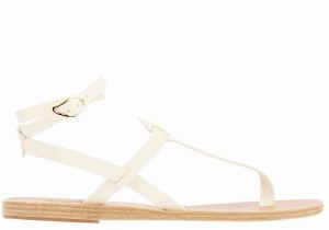 Women Ancient Greek Sandals Estia Leather Ankle Strap Sandals White | SDK7216KW