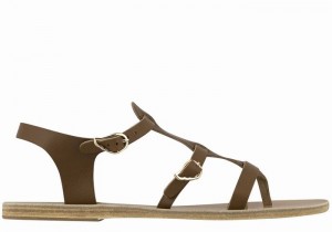 Women Ancient Greek Sandals Grace Kelly Leather Casual Sandals Dark Brown | PHQ8870GA