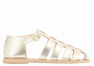 Women Ancient Greek Sandals Homeria Fisherman Sandals Gold White | SFX1863EV