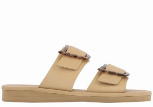 Women Ancient Greek Sandals Iaso Slide Sandals Beige | RYW7824LU