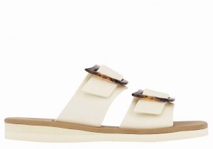 Women Ancient Greek Sandals Iaso Slide Sandals White | GUK2789NT