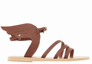 Women Ancient Greek Sandals Ikaria Leather Ankle Strap Sandals Coffee | DTP1589XS