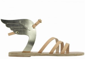 Women Ancient Greek Sandals Ikaria Leather Ankle Strap Sandals Beige Gold White | MLY7069JH