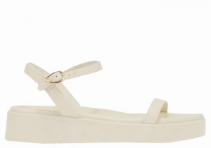 Women Ancient Greek Sandals Irida Leather Platform Sandals White | TUB9628NQ