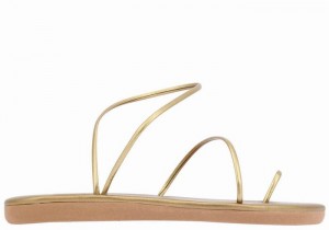 Women Ancient Greek Sandals Kansiz Toe-Post Sandals Gold Brown | NID595ET