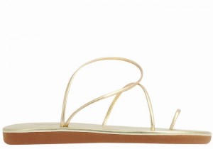 Women Ancient Greek Sandals Kansiz Toe-Post Sandals Gold White | QEN8171RX