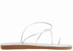 Women Ancient Greek Sandals Kansiz Toe-Post Sandals Silver | PHV9938FJ