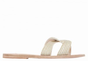 Women Ancient Greek Sandals Kore Of Berlin Slide Sandals White | QNH7542PH