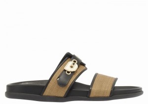 Women Ancient Greek Sandals Latria Slide Sandals Brown Black | SIC605MZ