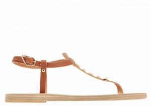 Women Ancient Greek Sandals Lito Bee Back-Strap Sandals Dark Brown | MRE955WQ