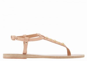 Women Ancient Greek Sandals Lito Bee Back-Strap Sandals Beige | WQV1833ZY