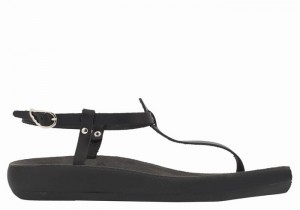 Women Ancient Greek Sandals Lito Comfort Back-Strap Sandals Black | DIP571GR