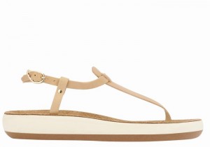 Women Ancient Greek Sandals Lito Comfort Back-Strap Sandals Beige | LKZ9089BO